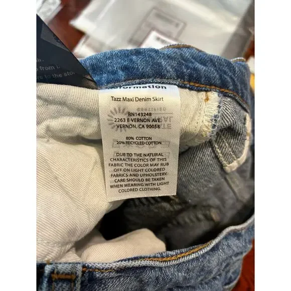 Reformation Jeans Tazz Maxi Denim Skirt Hemlock Size 27 - Picture 5 of 7